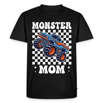 Maman Monster Truck dans le style à damier - T-shirt Premium bio Homme - noir - Devant - Nico (187cm)