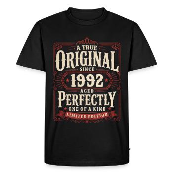 34th Birthday Gift Original Vintage 1992 - Men's Premium Organic T-Shirt - black - Front - Nico (187cm)