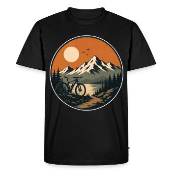 Vélo Mountain Lake Sunset - T-shirt Premium bio Homme - noir - Devant - Nico (187cm)