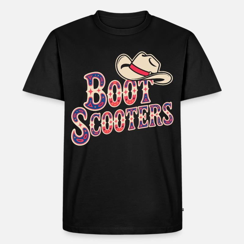 Boot Scooters Western Rodeo - Männer Premium Bio T-Shirt - Schwarz