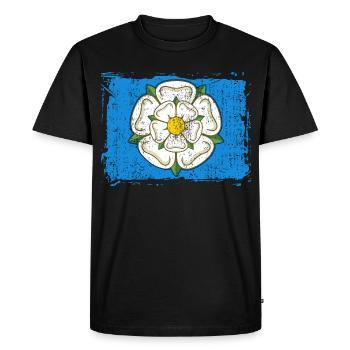 Yorkshire Rose Flag Nord de l’Angleterre Royaume-Uni - T-shirt Premium bio Homme - noir - Devant - Nico (187cm)