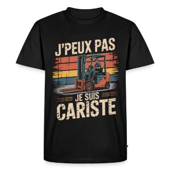 T-Shirt Humour Cadeau Cariste Original Collègues - T-shirt Premium bio Homme - noir - Devant - Nico (187cm)