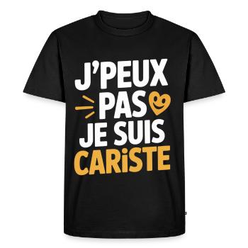 T-Shirt Humour Cariste Chariot Élévateur Gerbeur - T-shirt Premium bio Homme - noir - Devant - Nico (187cm)