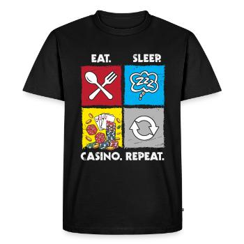 Eat Sleep Casino Repeat Gambling Gambling Poker - Men's Premium Organic T-Shirt - black - Front - Nico (187cm)