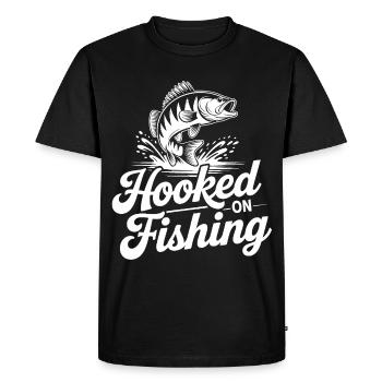 Accro à la pêche - T-shirt Premium bio Homme - noir - Devant - Nico (187cm)
