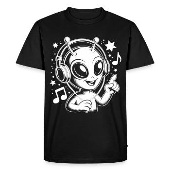 Alien DJ with Headphones - Gift for Sci-Fi Fans - Men's Premium Organic T-Shirt - black - Front - Nico (187cm)