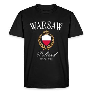 Warsaw Poland Coat of Arms Crown – Travel Souvenir - Men's Premium Organic T-Shirt - black - Front - Nico (187cm)