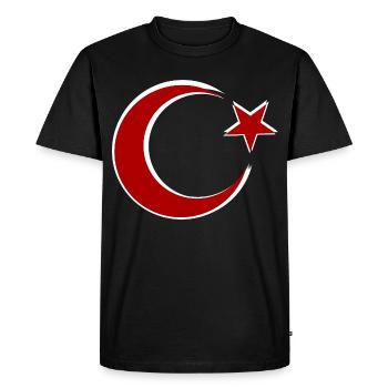 Motif de l’étoile de la Lune rouge Dinde - T-shirt Premium bio Homme - noir - Devant - Nico (187cm)