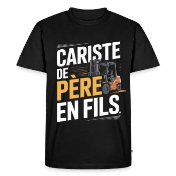 T-Shirt Cariste Père En Fils Original - T-shirt Premium bio Homme - noir - Devant - Nico (187cm)