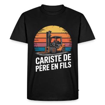 Humour Cariste De Père En Fils Cadeau Métier  - T-shirt Premium bio Homme - noir - Devant - Nico (187cm)