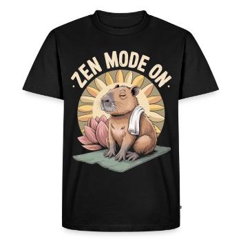 T-shirt Capybara Mode Zen activé - T-shirt Premium bio Homme - noir - Devant - Nico (187cm)