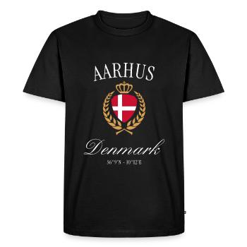 Aarhus Denmark Coat of Arms Crown – Travel Souvenir - Men's Premium Organic T-Shirt - black - Front - Nico (187cm)
