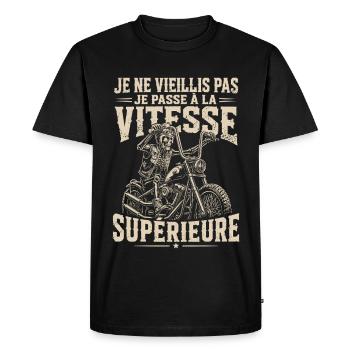 je ne vieillis pas Motard Cadeau humour personnali - T-shirt Premium bio Homme - noir - Devant - Nico (187cm)