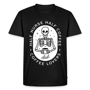 Nurse coffee nursing dark humor skeleton - Men's Premium Organic T-Shirt - black - Front - Nico (187cm)