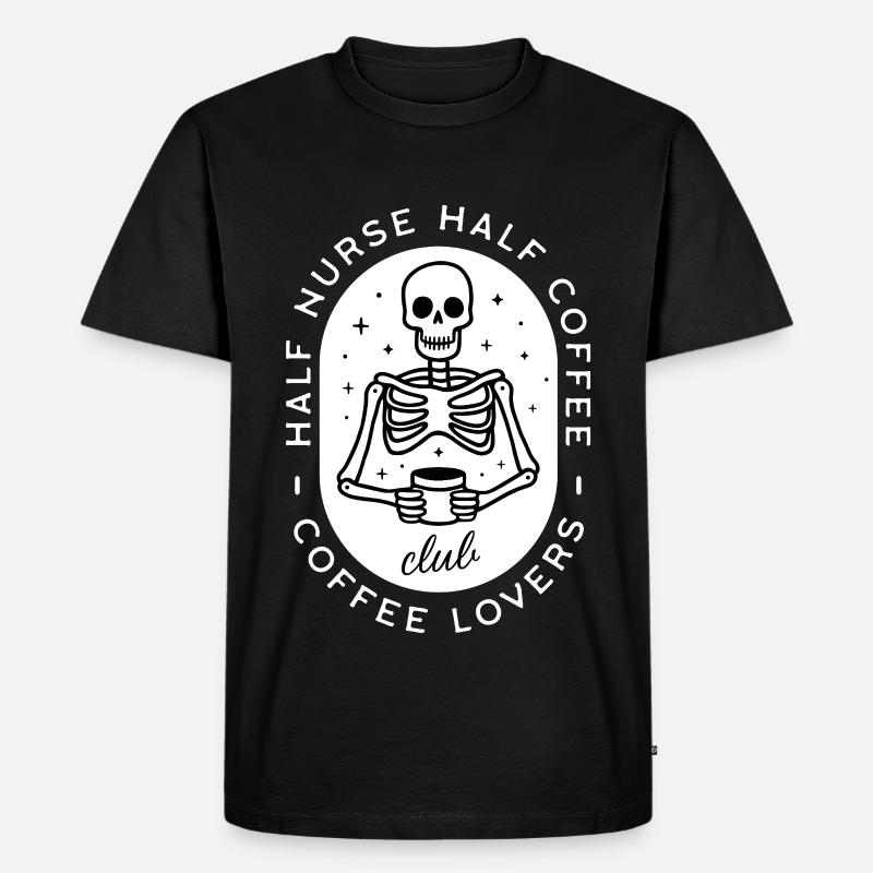 Krankenschwester Kaffee pflegt dunklen Humor-Skelett - Männer Premium Bio T-Shirt - Schwarz