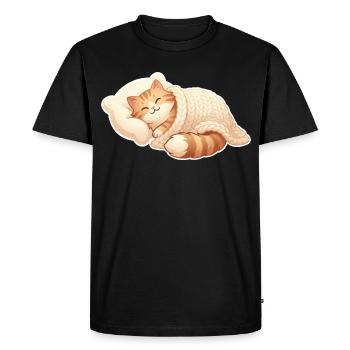 Cat sleeping - Men's Premium Organic T-Shirt - black - Front - Nico (187cm)