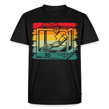 Retro Vintage 3D Printer Robotic Arm Maker - Men's Premium Organic T-Shirt - black - Front - Nico (187cm)
