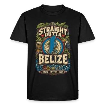Straight Outta Belize Belizean Root - Men's Premium Organic T-Shirt - black - Front - Nico (187cm)
