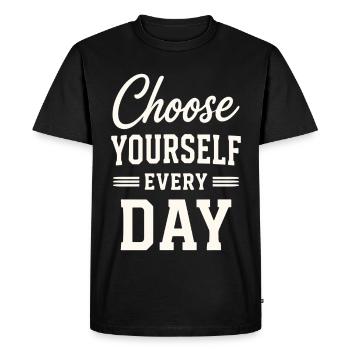 Citation typographie « Choisissez-vous chaque jour » - T-shirt Premium bio Homme - noir - Devant - Nico (187cm)
