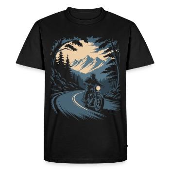 Chemise de motard avec moto – Forêt et montagnes - T-shirt Premium bio Homme - noir - Devant - Nico (187cm)