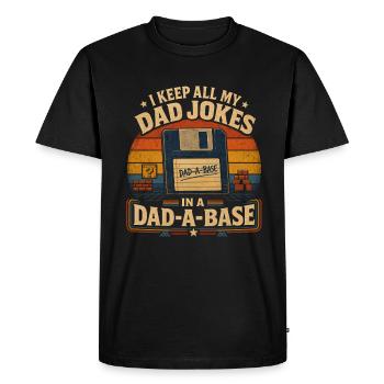 Je garde toutes mes blagues de papa dans une base de papa – rétro - T-shirt Premium bio Homme - noir - Devant - Nico (187cm)