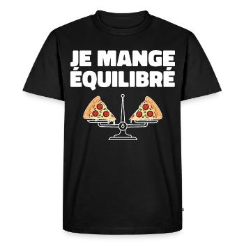 pizza Cadeau humour personnalisé - T-shirt Premium bio Homme - noir - Devant - Nico (187cm)