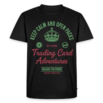 Keep Calm And Open Packs Trading Card Adventures - Men's Premium Organic T-Shirt - black - Front - Nico (187cm)