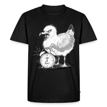 Réveil de mouette Matin, grognon, drôle - T-shirt Premium bio Homme - noir - Devant - Nico (187cm)