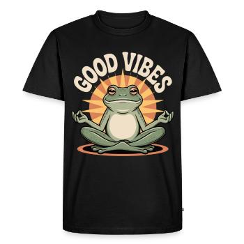 T-shirt grenouille avec soleil – Motif zen positif - T-shirt Premium bio Homme - noir - Devant - Nico (187cm)