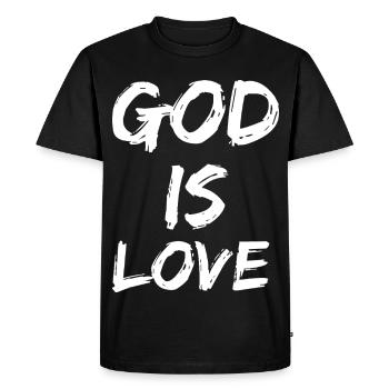 Dieu est amour - T-shirt Premium bio Homme - noir - Devant - Nico (187cm)