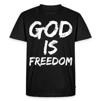 Dieu est la liberté - T-shirt Premium bio Homme - noir - Devant - Nico (187cm)