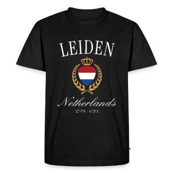 Couronne des armoiries de Leiden – Souvenir de voyage aux Pays-Bas - T-shirt Premium bio Homme - noir - Devant - Nico (187cm)