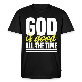Dieu est bon tout le temps - T-shirt Premium bio Homme - noir - Devant - Nico (187cm)