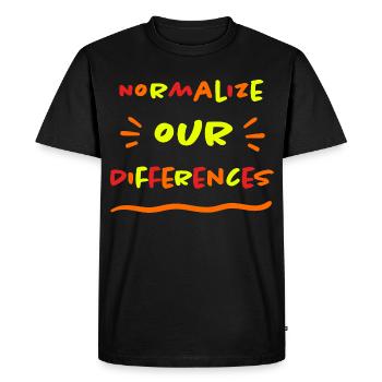 Normalisez nos différences - Inclusion - néon - T-shirt Premium bio Homme - noir - Devant - Nico (187cm)