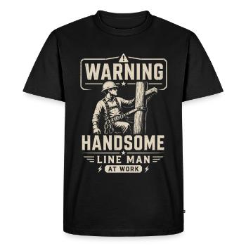 Electricity Cable Technology Electrician Motif - Men's Premium Organic T-Shirt - black - Front - Nico (187cm)