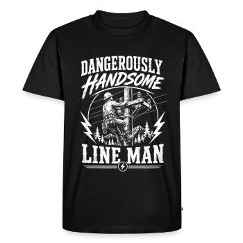 Lineman Electrician Electricity Technology Motif - Men's Premium Organic T-Shirt - black - Front - Nico (187cm)