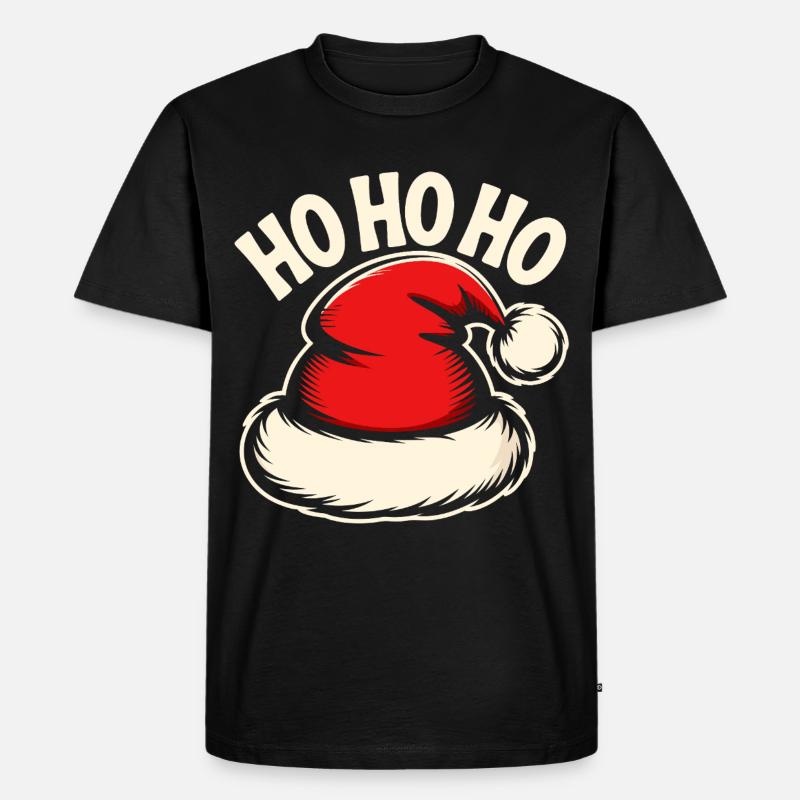 Ho Ho Ho Santa Hat - Männer Premium Bio T-Shirt - Schwarz