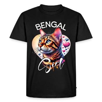 Chat Bengal Fille Bengale Chat Bengale - T-shirt Premium bio Homme - noir - Devant - Nico (187cm)