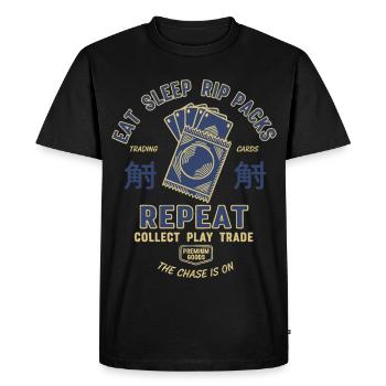 Eat Sleep Rip Packs Trading Cards Repeat - Men's Premium Organic T-Shirt - black - Front - Nico (187cm)