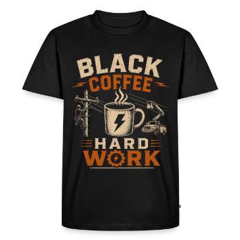 Coffee in front of power line electricity - Men's Premium Organic T-Shirt - black - Front - Nico (187cm)