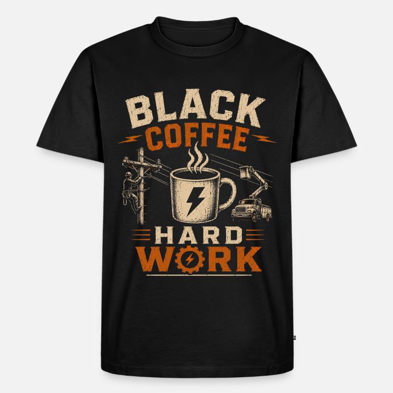 Café devant la ligne électrique - T-shirt Premium bio Homme - noir