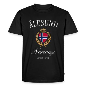 Couronne d’armoiries d’Ålesund Norvège – Souvenir de voyage - T-shirt Premium bio Homme - noir - Devant - Nico (187cm)