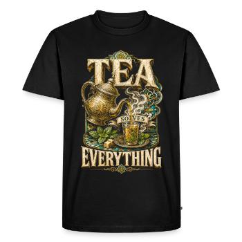 Le thé marocain au Maroc résout tout - T-shirt Premium bio Homme - noir - Devant - Nico (187cm)