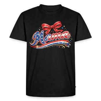 Mom USA Flag Glitter Bow 4th of July - Men's Premium Organic T-Shirt - black - Front - Nico (187cm)