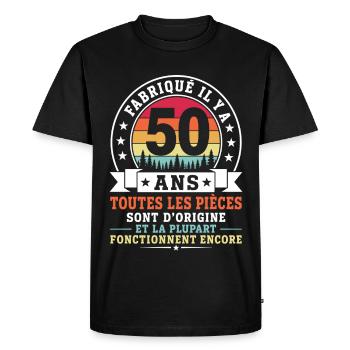 50 Ans Cadeau Anniversaire personnalisé - T-shirt Premium bio Homme - noir - Devant - Nico (187cm)