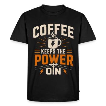 Le café maintient l’alimentation en marche - T-shirt Premium bio Homme - noir - Devant - Nico (187cm)