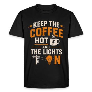Hard-working fitter, coffee addict - Men's Premium Organic T-Shirt - black - Front - Nico (187cm)