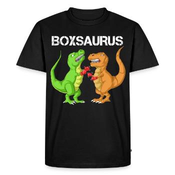 Boxe Saurus Dinosaure Drôle de T-Rex Combattant de gym - T-shirt Premium bio Homme - noir - Devant - Nico (187cm)
