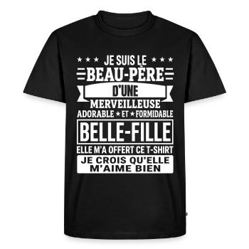 Beau père Cadeau humour personnalisé - T-shirt Premium bio Homme - noir - Devant - Nico (187cm)