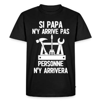 Père bricoleur sans faille - T-shirt Premium bio Homme - noir - Devant - Nico (187cm)